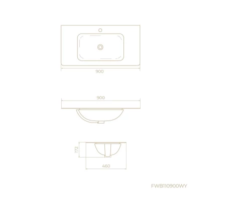 Раковина встраиваемая Knotlor ГРАЦИЯ FWB110900WY, матовый белый, 90 см