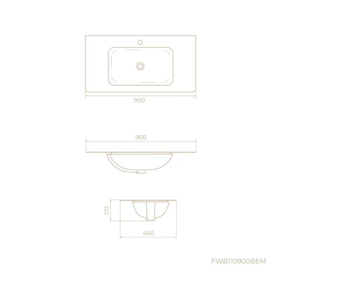 Раковина встраиваемая Knotlor ГРАЦИЯ FWB110900BEM, серый шелк, 90 см