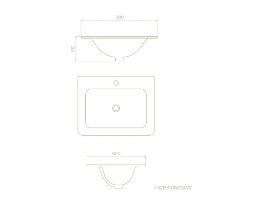 Раковина встраиваемая Knotlor ЦВЕТЕНИЕ FWB310600WY, матовый белый, 60 см