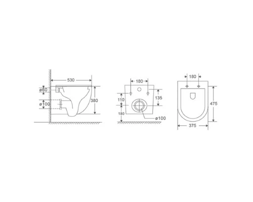 Унитаз подвесной KNOTLOR Вектор WC530PDB, светлый тауп матовый