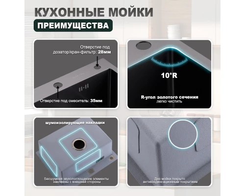 Кухонная мойка Splenka S702.6050.09, графит