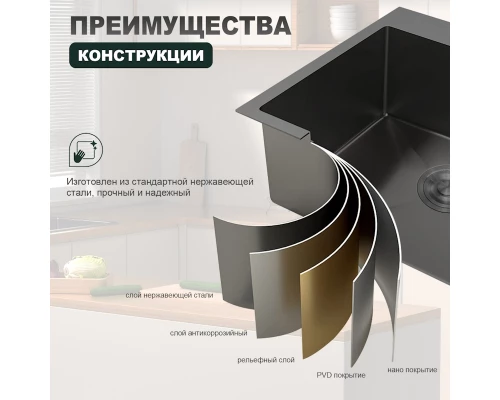 Кухонная мойка Splenka S702.6050.09, графит