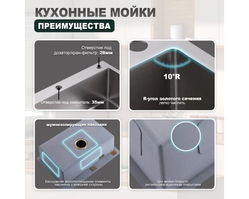 Кухонная мойка Splenka S703.7050.05, сатин