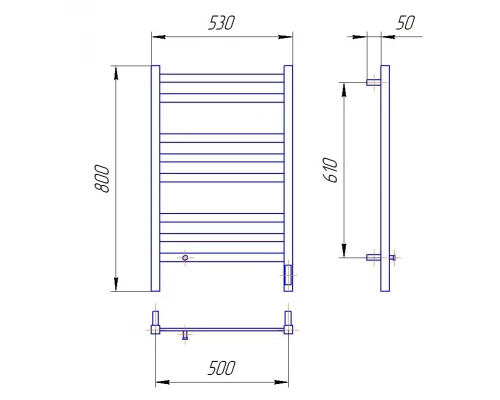 Полотенцесушитель электрический LEMARK Tропик LM70185BL 800x500 черный матовый, 1 крючок