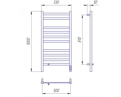 Полотенцесушитель электрический LEMARK Tропик LM70105BL 1000x500 черный матовый, 1 крючок