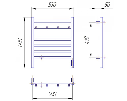 Полотенцесушитель электрический LEMARK Tропик LM70565BL 600x500 черный матовый, 5 крючков