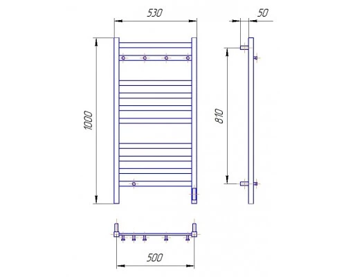 Полотенцесушитель электрический LEMARK Tропик LM70505BL 1000x500 черный матовый, 5 крючков