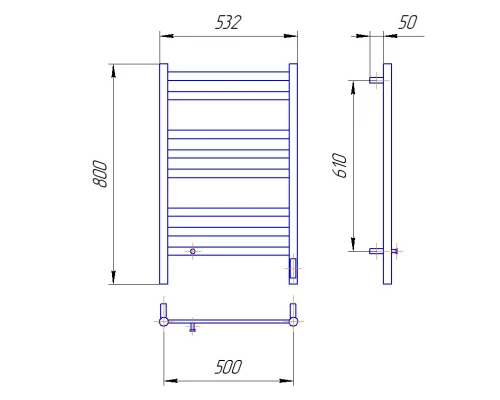 Полотенцесушитель электрический LEMARK Сибирь LM17185BL 800x500 черный матовый, 1 крючок