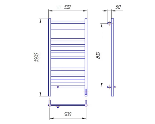 Полотенцесушитель электрический LEMARK Сибирь LM17105GL 1000x500 золотой матовый, 1 крючок