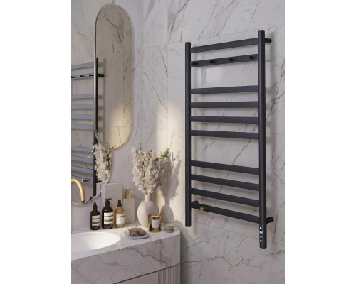 Полотенцесушитель электрический LEMARK Сибирь LM17505BL 1000x500 черный матовый, 5 крючков