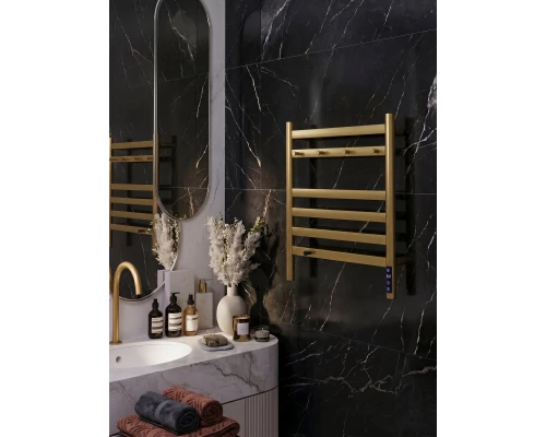 Полотенцесушитель электрический LEMARK Сибирь LM17565GL 600x500 золотой матовый, 5 крючков