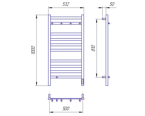 Полотенцесушитель электрический LEMARK Сибирь LM17505GL 1000x500 золотой матовый, 5 крючков