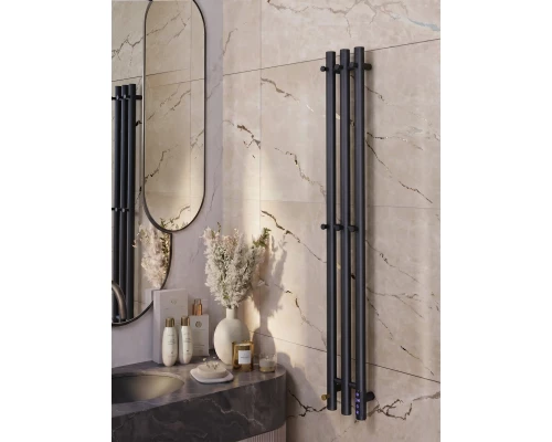 Полотенцесушитель электрический LEMARK Ладога LM07712BL 1100x120 черный матовый, 7 крючков
