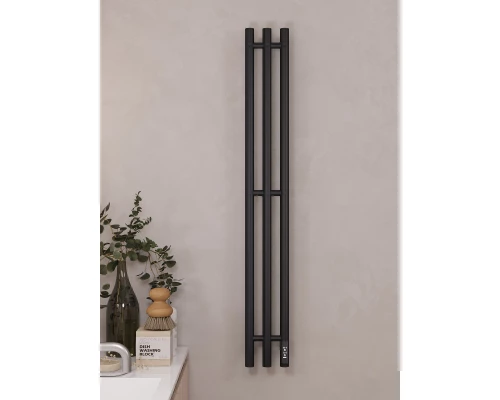 Полотенцесушитель электрический APEXTERMO Луна LN10112BM 1100x120 с крючками, черный матовый