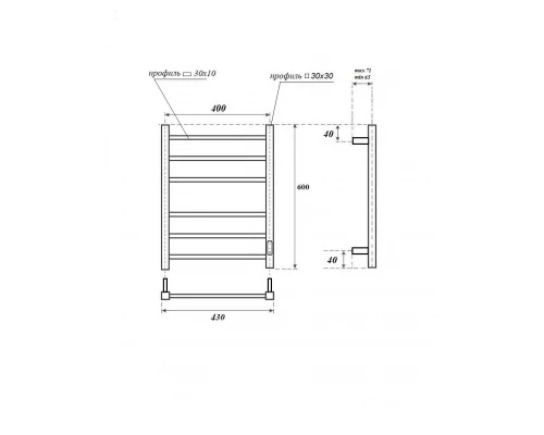 Полотенцесушитель электрический APEXTERMO Терра TR00164GLB 600x400, золотой матовый