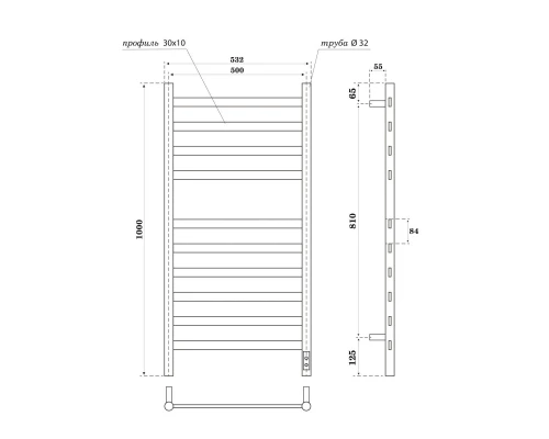 Полотенцесушитель электрический APEXTERMO Сфера SF00105BM 1000x500, черный матовый