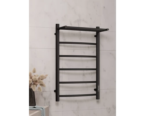 Полотенцесушитель электрический APEXTERMO Корона CR01185BM 800x500 с полкой, черный матовый