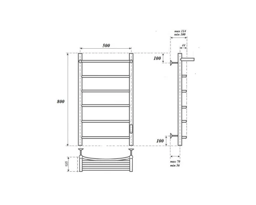 Полотенцесушитель электрический APEXTERMO Корона CR01185WM 800x500 с полкой, белый матовый