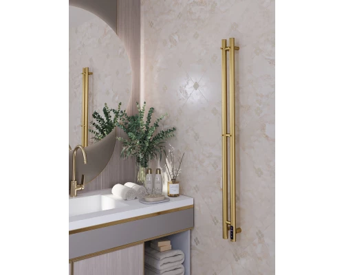 Полотенцесушитель электрический APEXTERMO Луна LN10111GLB 1100x80 с крючками, золотой матовый
