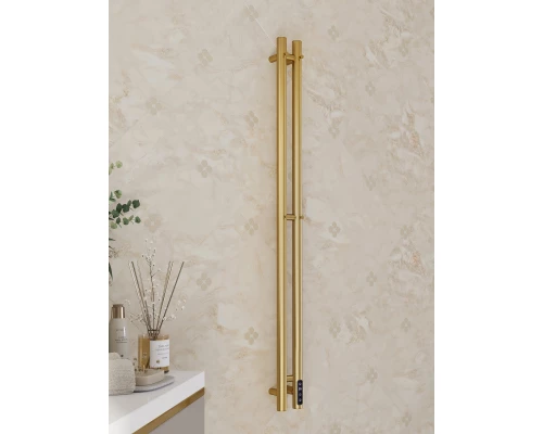 Полотенцесушитель электрический APEXTERMO Луна LN10111GLB 1100x80 с крючками, золотой матовый