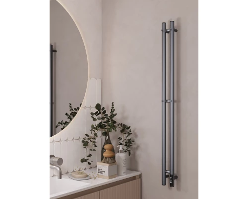 Полотенцесушитель электрический APEXTERMO Луна LN10111GF 1100x80 с крючками, графит металлик