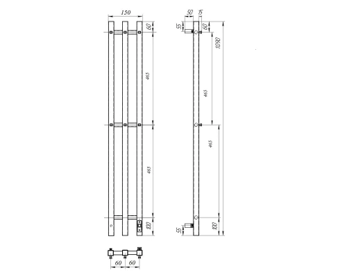 Полотенцесушитель электрический APEXTERMO Сириус SR10112BM 1100x120 с крючками, черный матовый