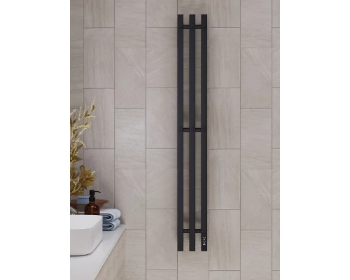 Полотенцесушитель электрический APEXTERMO Сириус SR10112BM 1100x120 с крючками, черный матовый