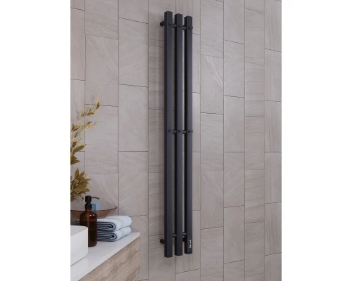 Полотенцесушитель электрический APEXTERMO Сириус SR10112BM 1100x120 с крючками, черный матовый