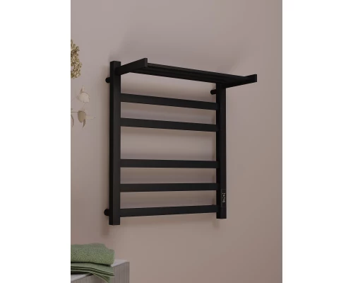 Полотенцесушитель электрический APEXTERMO Терра TR01165BM 600x500 с полкой, черный матовый