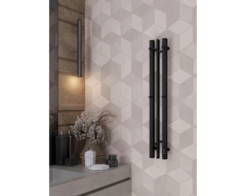 Полотенцесушитель электрический APEXTERMO Дельта DL10181BM 800x100 с крючками, черный матовый