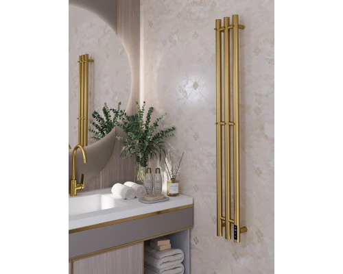Полотенцесушитель электрический APEXTERMO Луна LN10112GLB 1100x120 с крючками, золотой матовый