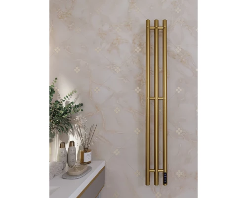 Полотенцесушитель электрический APEXTERMO Луна LN10112GLB 1100x120 с крючками, золотой матовый