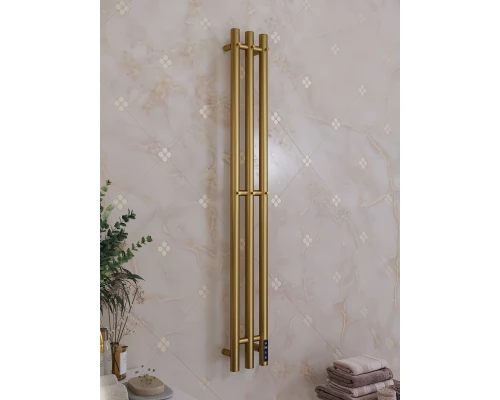 Полотенцесушитель электрический APEXTERMO Луна LN10112GLB 1100x120 с крючками, золотой матовый