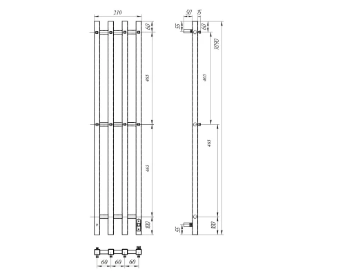 Полотенцесушитель электрический APEXTERMO Сириус SR10113WM 1100x180 с крючками, белый матовый