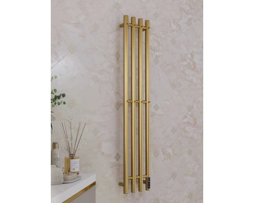 Полотенцесушитель электрический APEXTERMO Луна LN10113GLB 1100x180 с крючками, золотой матовый