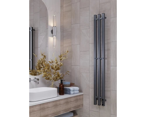 Полотенцесушитель электрический APEXTERMO Сириус SR10112GF 1100x120 с крючками, графит металлик