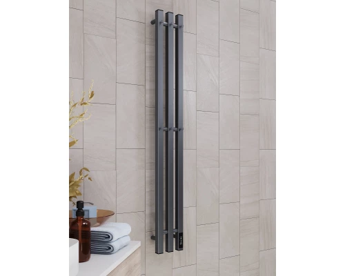 Полотенцесушитель электрический APEXTERMO Сириус SR10112GF 1100x120 с крючками, графит металлик