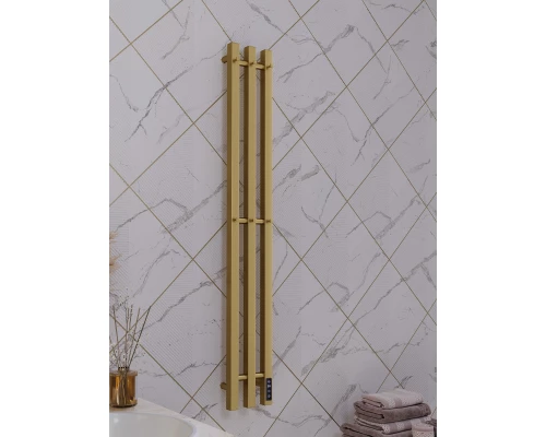Полотенцесушитель электрический APEXTERMO Сириус SR10112GLB 1100x120 с крючками, золотой матовый