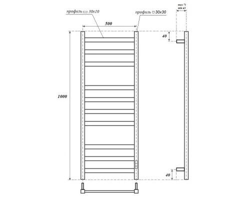 Полотенцесушитель электрический APEXTERMO Терра TR00105GLB 1000x500, золотой матовый