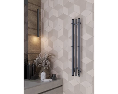 Полотенцесушитель электрический APEXTERMO Дельта DL10181GF 800x100 с крючками, графит металлик
