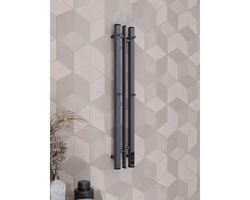 Полотенцесушитель электрический APEXTERMO Дельта DL10181GF 800x100 с крючками, графит металлик