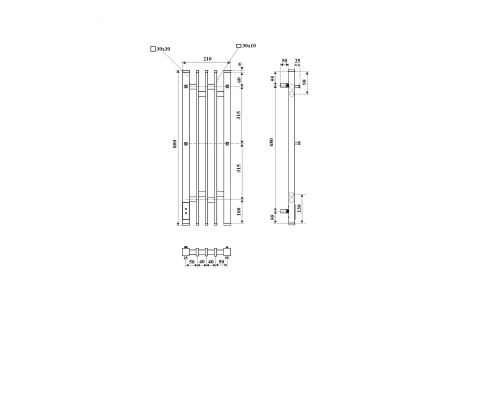 Полотенцесушитель электрический APEXTERMO Дельта DL10183WM 800x180 с крючками, белый матовый