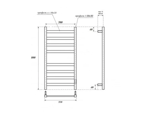 Полотенцесушитель электрический APEXTERMO Teрра TR00185NK 800x500, никель