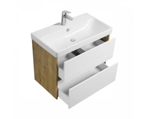 Тумба СКАНДИ 80, универс., 2ящ., белый/ дуб рустикальный (под раковину АДРИАНА 80)