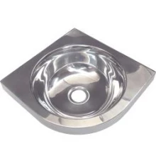 Раковина из нержавеющей стали угловая закругленная 126x360x360 мм, шт