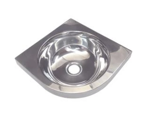 Раковина из нержавеющей стали угловая закругленная 126x360x360 мм, шт