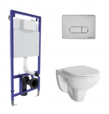 Комплект для монтажа подвесного унитаза GAMMA: инсталляция NOVUM525, кнопка D3, унитаз  с сиденьем G