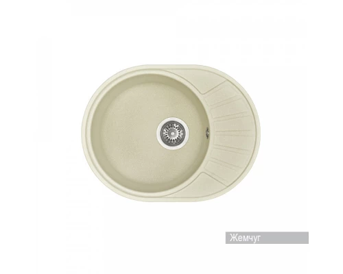 Мойка для кухни  Чезана 568x437x191 мм,круглая с крылом, жемчуг