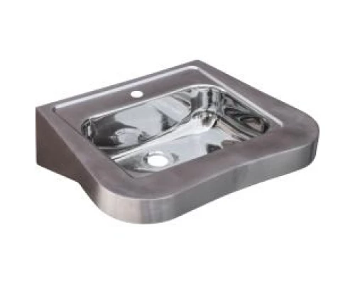 Раковина антивандальная полукруглая из нержавеющей стали матовая 165х600х430