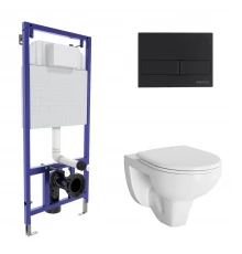 Комплект для монтажа подвесного унитаза GAMMA: инсталляция NOVUM525, кнопка L5, унитаз  с сиденьем  